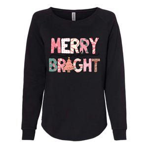 Merry And Bright Pink Christmas Womens California Wash Sweatshirt