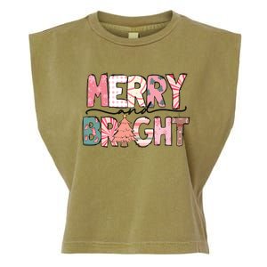 Merry And Bright Pink Christmas Garment-Dyed Women's Muscle Tee