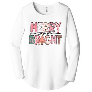 Merry And Bright Pink Christmas Women's Perfect Tri Tunic Long Sleeve Shirt