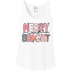 Merry And Bright Pink Christmas Ladies Essential Tank