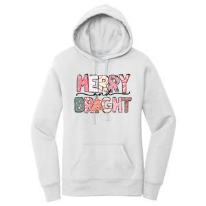 Merry And Bright Pink Christmas Women's Pullover Hoodie