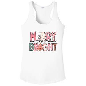 Merry And Bright Pink Christmas Ladies PosiCharge Competitor Racerback Tank