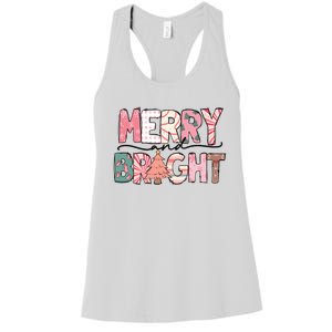 Merry And Bright Pink Christmas Women's Racerback Tank