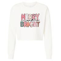 Merry And Bright Pink Christmas Cropped Pullover Crew