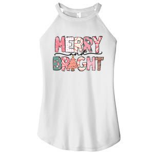 Merry And Bright Pink Christmas Women's Perfect Tri Rocker Tank