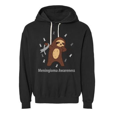 Meningioma Awareness Brain Cancer Related Sloth Ribbon Gift Garment-Dyed Fleece Hoodie