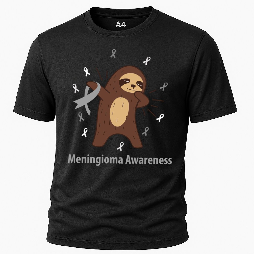 Meningioma Awareness Brain Cancer Related Sloth Ribbon Gift Cooling Performance Crew T-Shirt