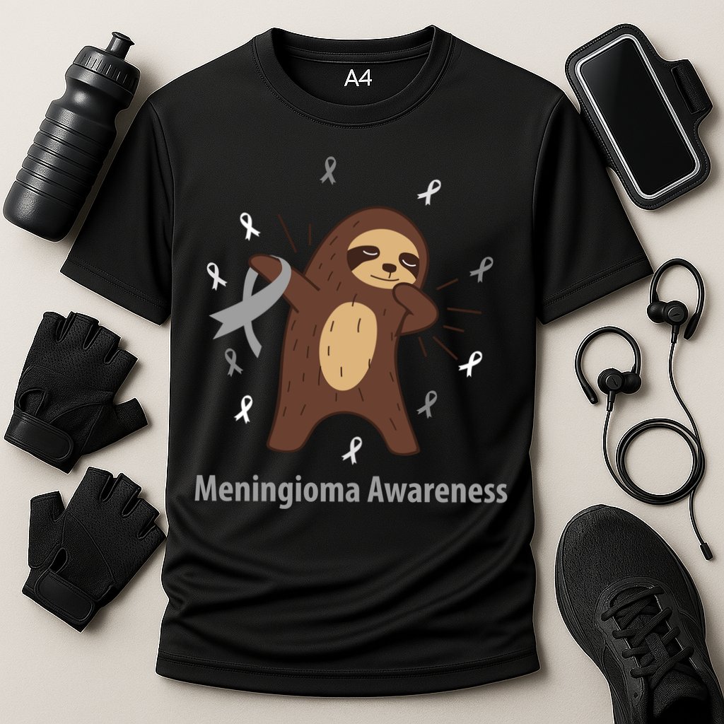 Meningioma Awareness Brain Cancer Related Sloth Ribbon Gift Cooling Performance Crew T-Shirt