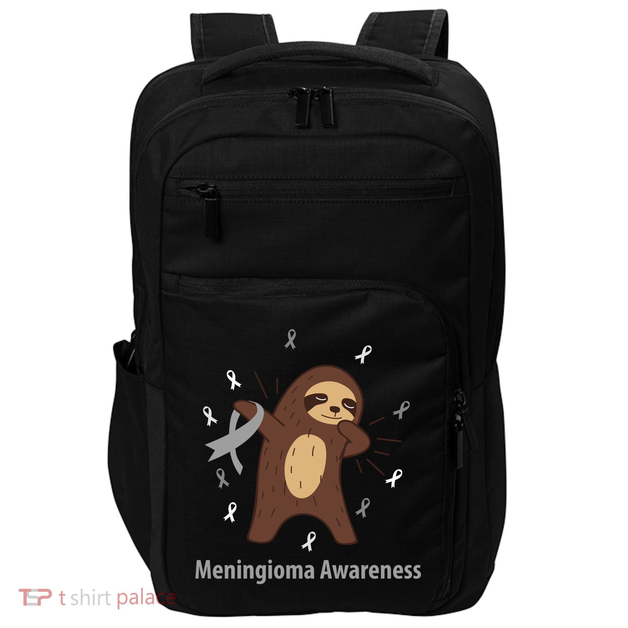 Meningioma Awareness Brain Cancer Related Sloth Ribbon Gift Impact Tech Backpack