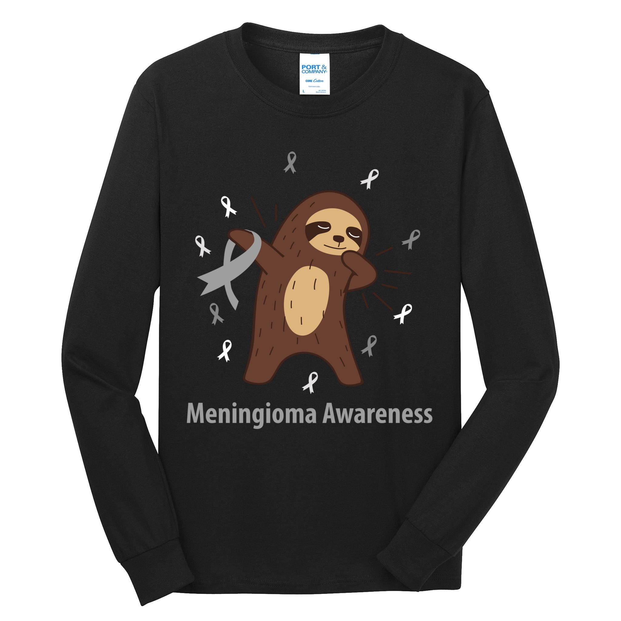 Meningioma Awareness Brain Cancer Related Sloth Ribbon Gift Tall Long Sleeve T-Shirt