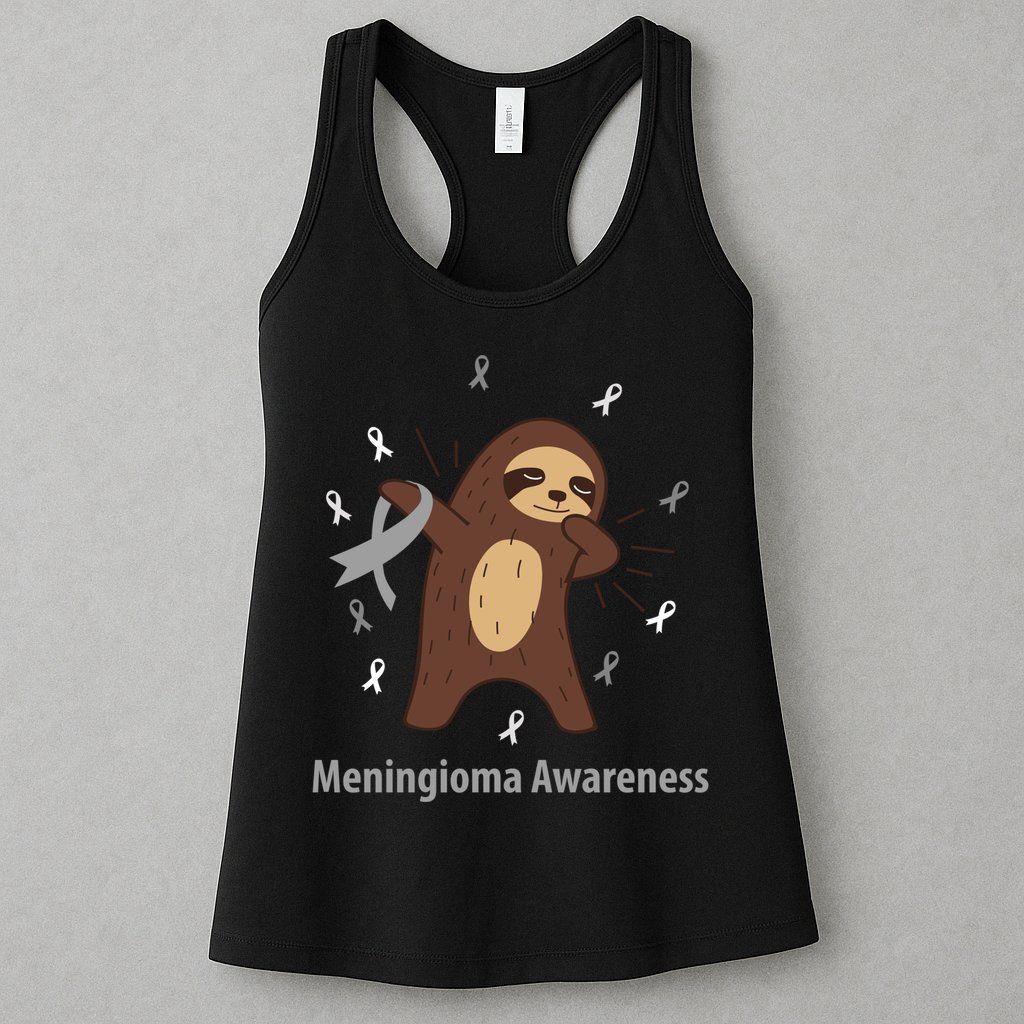 Meningioma Awareness Brain Cancer Related Sloth Ribbon Gift Womens Tank Top