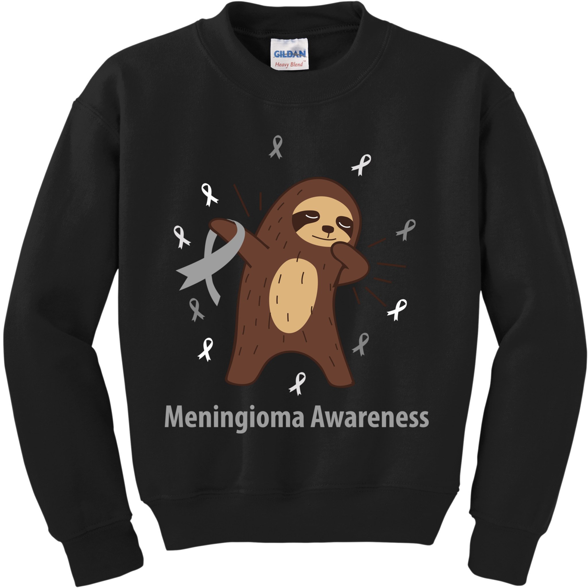 Meningioma Awareness Brain Cancer Related Sloth Ribbon Gift Kids Sweatshirt