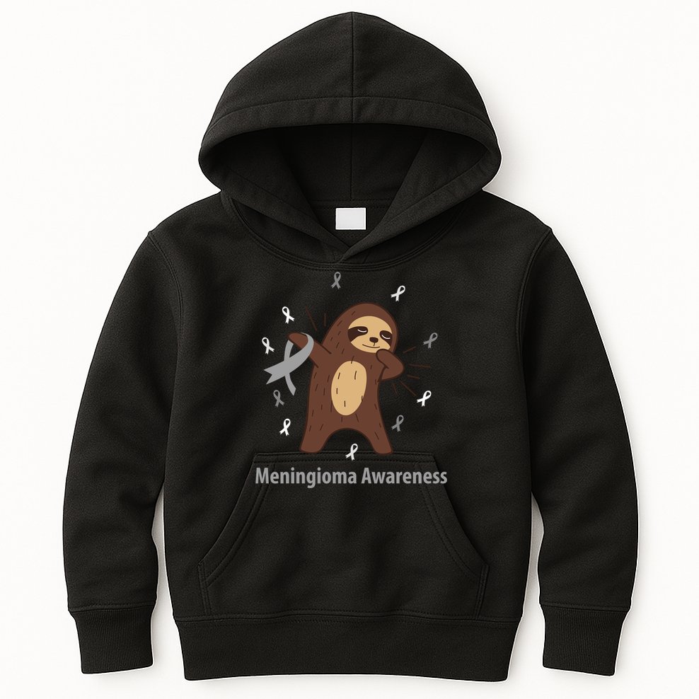 Meningioma Awareness Brain Cancer Related Sloth Ribbon Gift Kids Hoodie