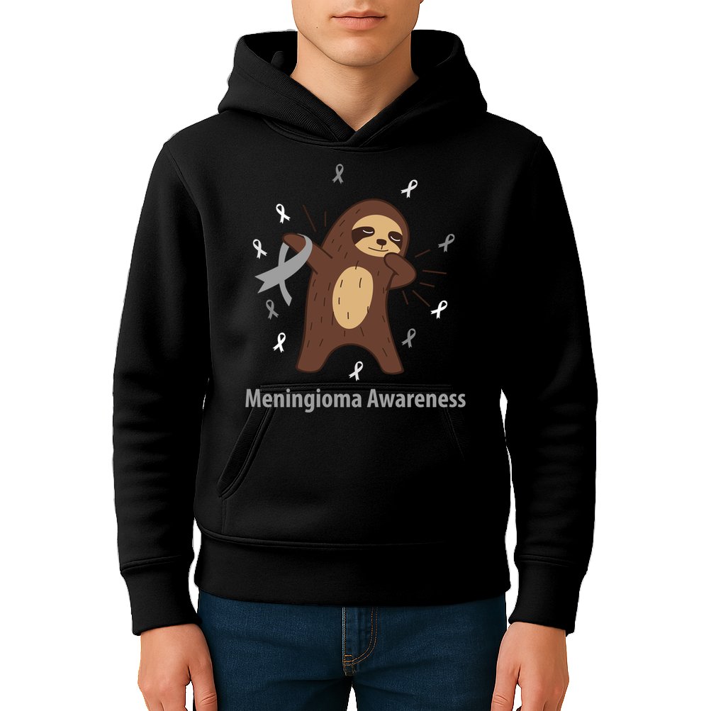 Meningioma Awareness Brain Cancer Related Sloth Ribbon Gift Kids Hoodie