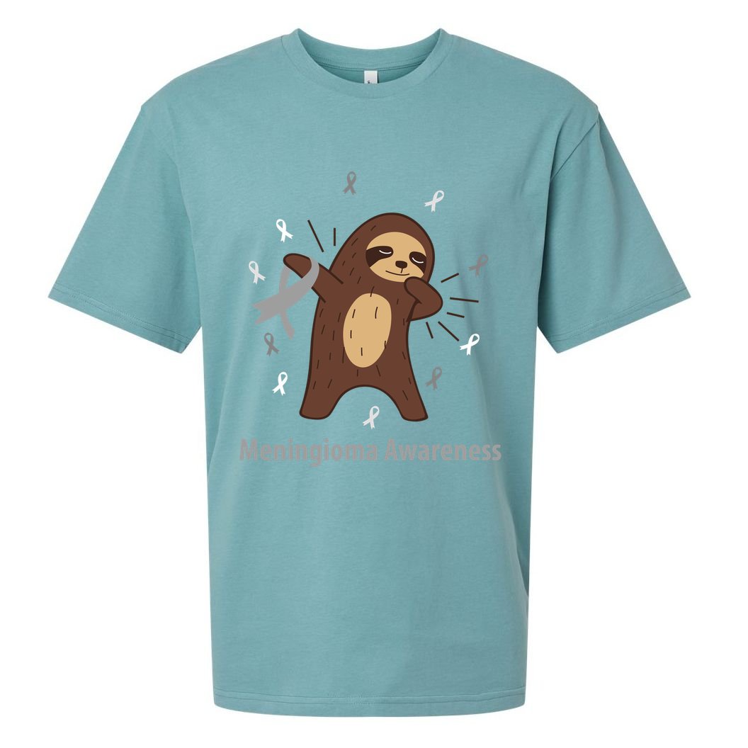 Meningioma Awareness Brain Cancer Related Sloth Ribbon Gift Sueded Cloud Jersey T-Shirt