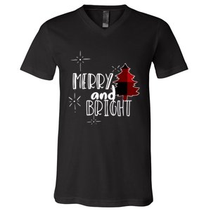 Merry And Bright Amazing Xmas | Funny Christmas V-Neck T-Shirt