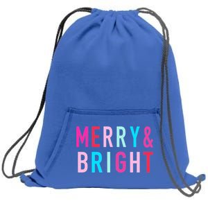 Merry And Bright Christmas Cool Gift Sweatshirt Cinch Pack Bag