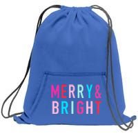 Merry And Bright Christmas Cool Gift Sweatshirt Cinch Pack Bag