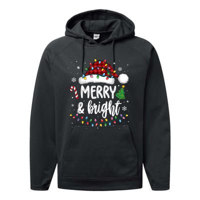 Merry And Bright Christmas Lights Xmas Performance Fleece Hoodie