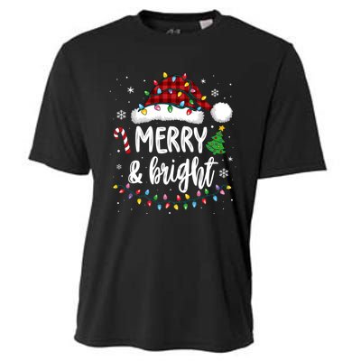 Merry And Bright Christmas Lights Xmas Cooling Performance Crew T-Shirt