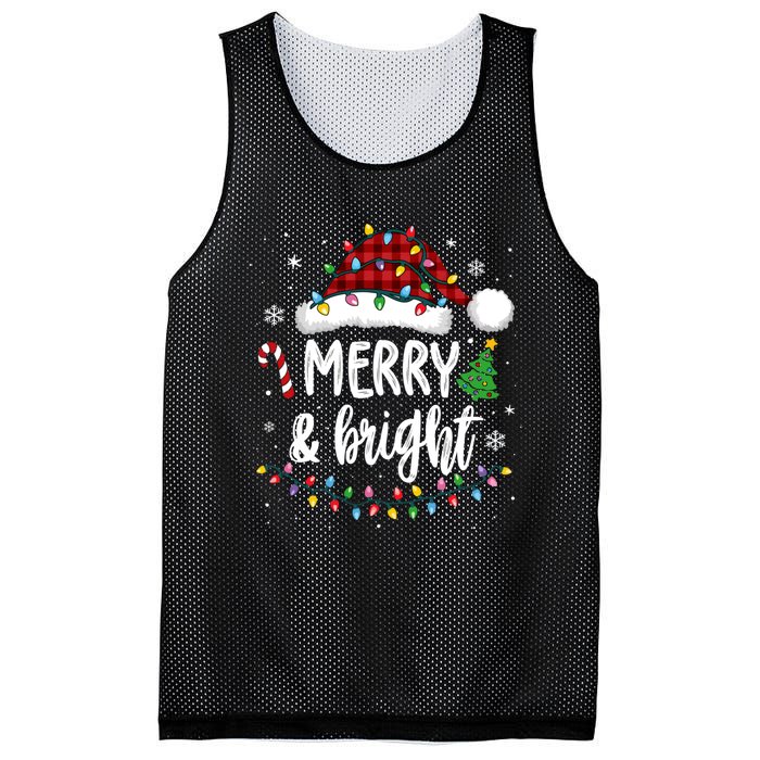 Merry And Bright Christmas Lights Xmas Mesh Reversible Basketball Jersey Tank