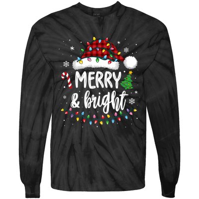 Merry And Bright Christmas Lights Xmas Tie-Dye Long Sleeve Shirt