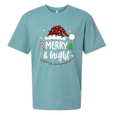 Merry And Bright Christmas Lights Xmas Sueded Cloud Jersey T-Shirt