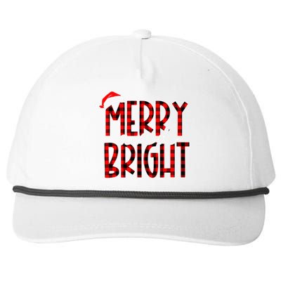 Merry and Bright Buffalo Plaid Red Santa Hat Christmas Xmas Snapback Five-Panel Rope Hat