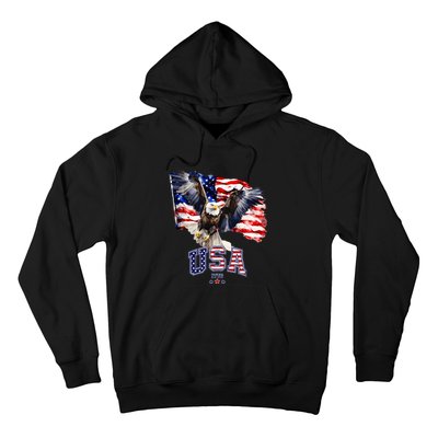 Majestic American Bald Eagle With Usa Flag Hoodie