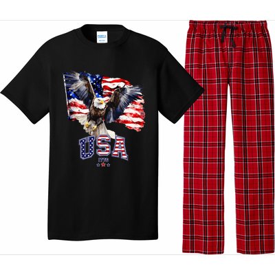 Majestic American Bald Eagle With Usa Flag Pajama Set