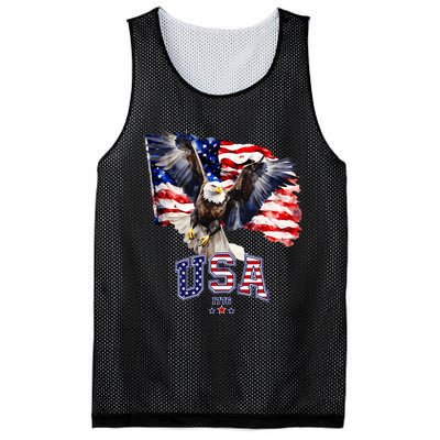 Majestic American Bald Eagle With Usa Flag Mesh Reversible Basketball Jersey Tank