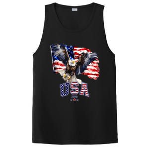 Majestic American Bald Eagle With Usa Flag PosiCharge Competitor Tank