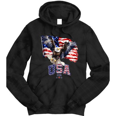 Majestic American Bald Eagle With Usa Flag Tie Dye Hoodie