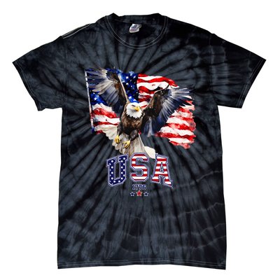 Majestic American Bald Eagle With Usa Flag Tie-Dye T-Shirt