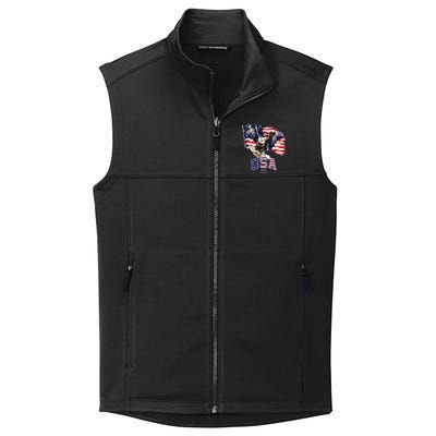 Majestic American Bald Eagle With Usa Flag Collective Smooth Fleece Vest