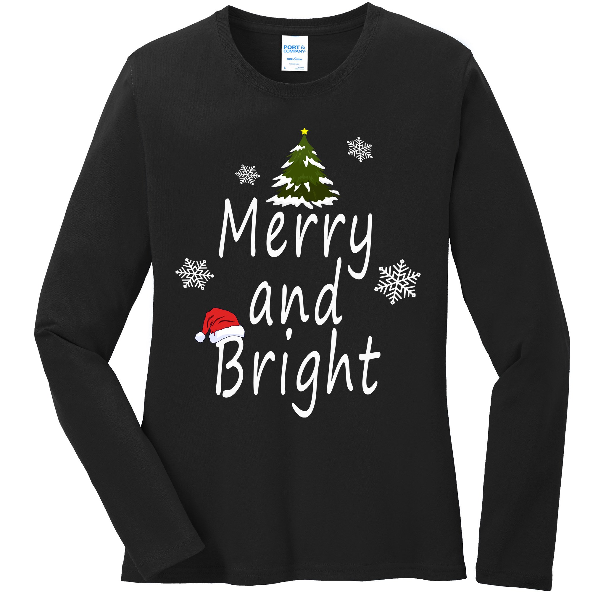 Merry And Bright | Merry Chrismas Ladies Long Sleeve Shirt