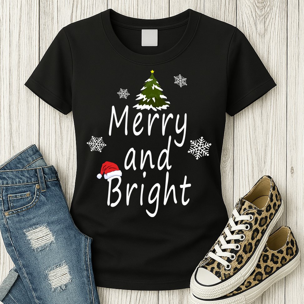 Merry And Bright | Merry Chrismas Womens T-Shirt