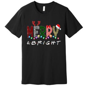 Merry And Bright Christmas Lights Funny Family Christmas Premium T-Shirt