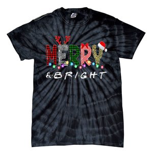 Merry And Bright Christmas Lights Funny Family Christmas Tie-Dye T-Shirt