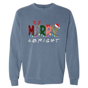 Merry And Bright Christmas Lights Funny Family Christmas Garment-Dyed Sweatshirt