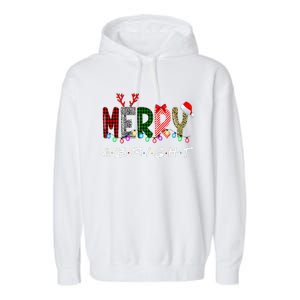 Merry And Bright Christmas Lights Funny Family Christmas Garment-Dyed Fleece Hoodie