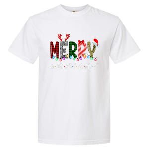 Merry And Bright Christmas Lights Funny Family Christmas Garment-Dyed Heavyweight T-Shirt