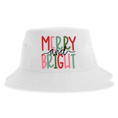 Merry And Bright Christmas Women Girls Kids Cute Sustainable Bucket Hat