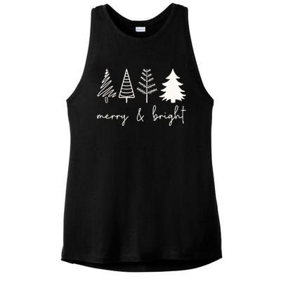 Merry And Bright Cute Christmas Tree Ladies PosiCharge Tri-Blend Wicking Tank