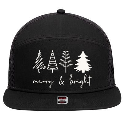 Merry And Bright Cute Christmas Tree 7 Panel Mesh Trucker Snapback Hat