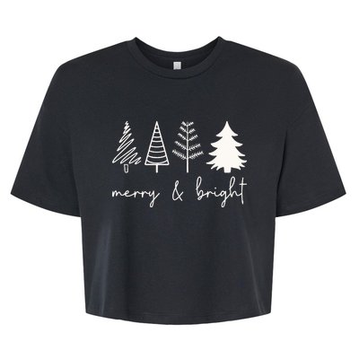 Merry And Bright Cute Christmas Tree Bella+Canvas Jersey Crop Tee