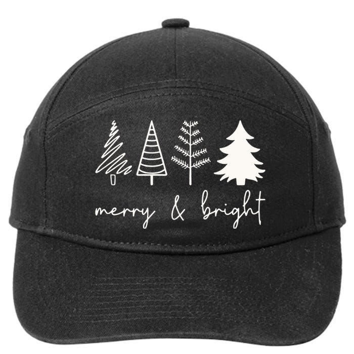 Merry And Bright Cute Christmas Tree 7-Panel Snapback Hat