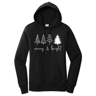 Merry And Bright Cute Christmas Tree Women's Pullover Hoodie