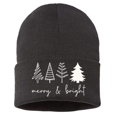 Merry And Bright Cute Christmas Tree Sustainable Knit Beanie