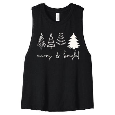 Merry And Bright Cute Christmas Tree Women's Racerback Cropped Tank